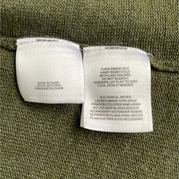 Jones Studio Open Front Cardigan Sweater Women Size XL Green Pocket Linen - Picture 8 of 11